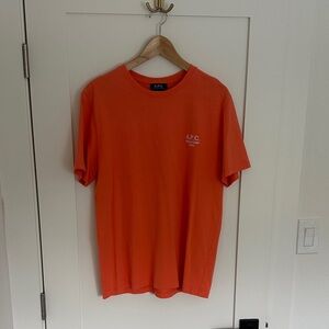 A.P.C. Men's Bright Orange Short Sleeve Tee